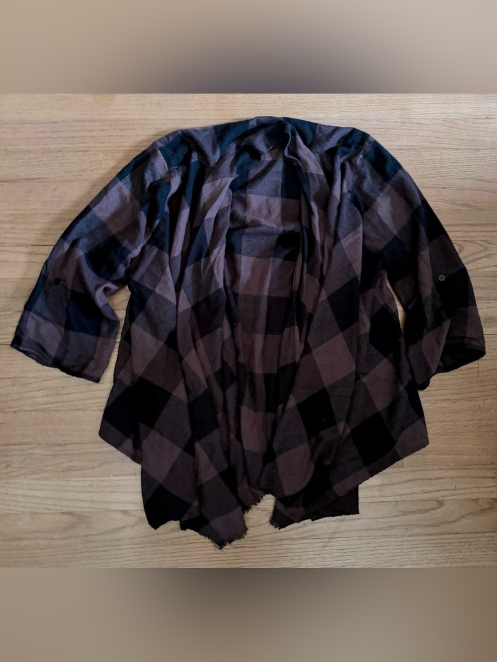 Maroon and Black Flannel Cardigan